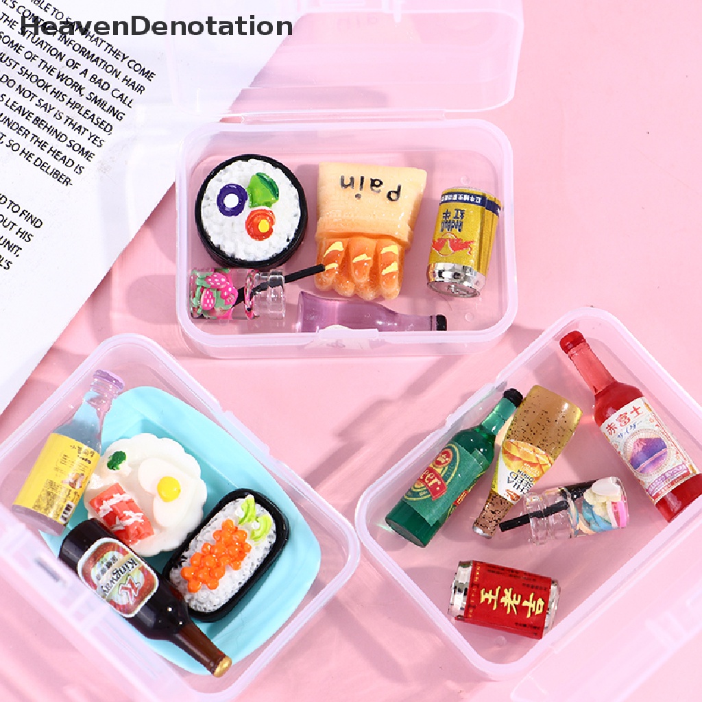 [HeavenDenotation] 5Pcs1: 12 Dollhouse Mini Drink Bottle Food Dessert Plate Pretend Play Kitchen Toy HDV