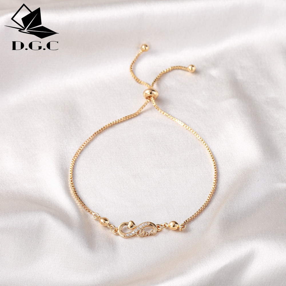 ♥️✅COD✨Gelang Inisial Titanium Wanita Elegan Nama LOVE Desain Fashion Aksesoris Gelang Serut Perhiasan Emas D355