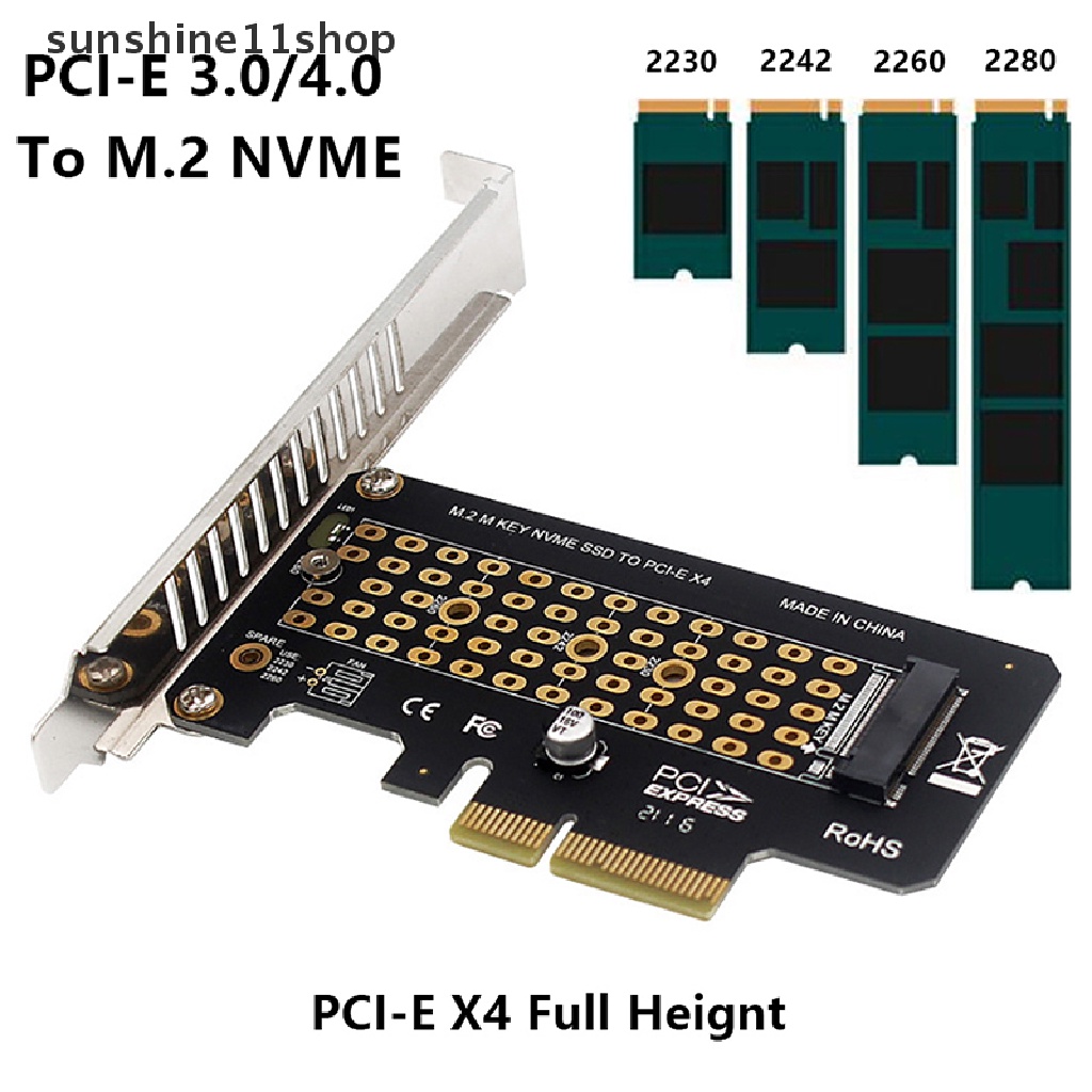 Sho M.2 NVME SSD Ke PCIe 4.0 Adapter Card 64Gbps M-Key PCIe 4.0 X4 Adapter Untuk Desktop PC PCI-E GEN4 Full Speed N