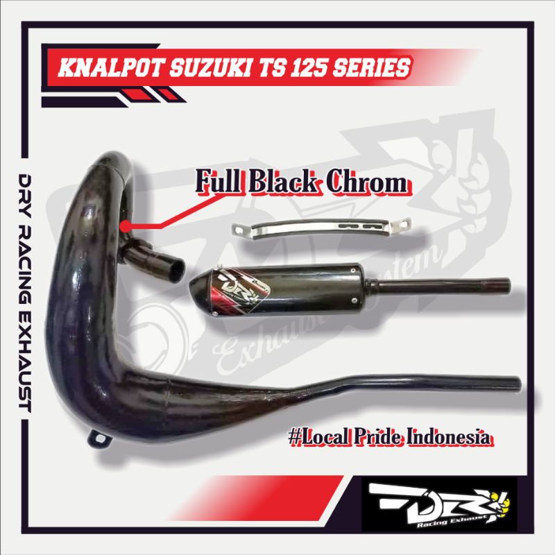 KNALPOT SUZUKI TS 125 BLACK CHROM ORIGINAL DRY RACING EXHAUST