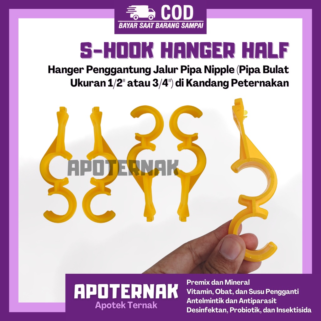 S HOOK Bulat | Hanger Penggantung Pipa Nipple Ayam | Gantungan Pipa Nipple Nipel Nipple Ayam