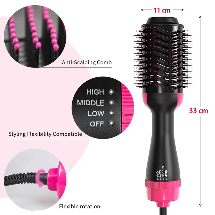 Hair Dryer Sisir Wet Brush Blow Catokan Pelurus Rambut Elektrik