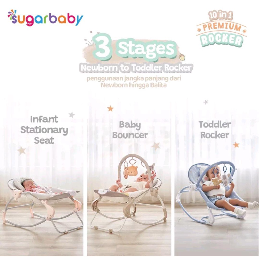 SUGARBABY 10IN1 PREMIUM ROCKER / AYUNAN BAYI / BOUNCER BAYI