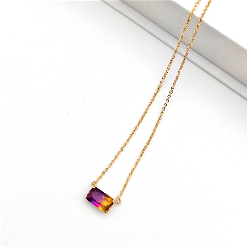 Ladies Necklace Color Zircon Perhiasan Kalung Berwarna Berlian Liontin Hadiah Ulang Tahun Aksesoris Fashion