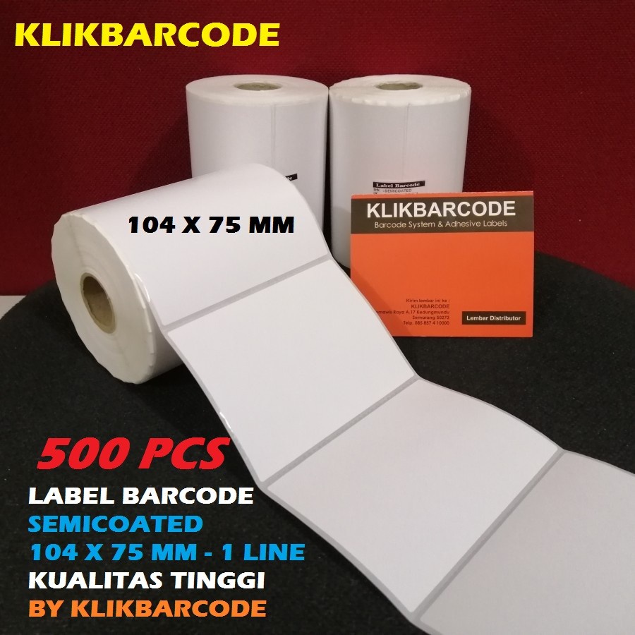 

LABEL BARCODE 104 X 75 mm | KERTAS STICKER LABEL SEMICOATED | 500 PCS