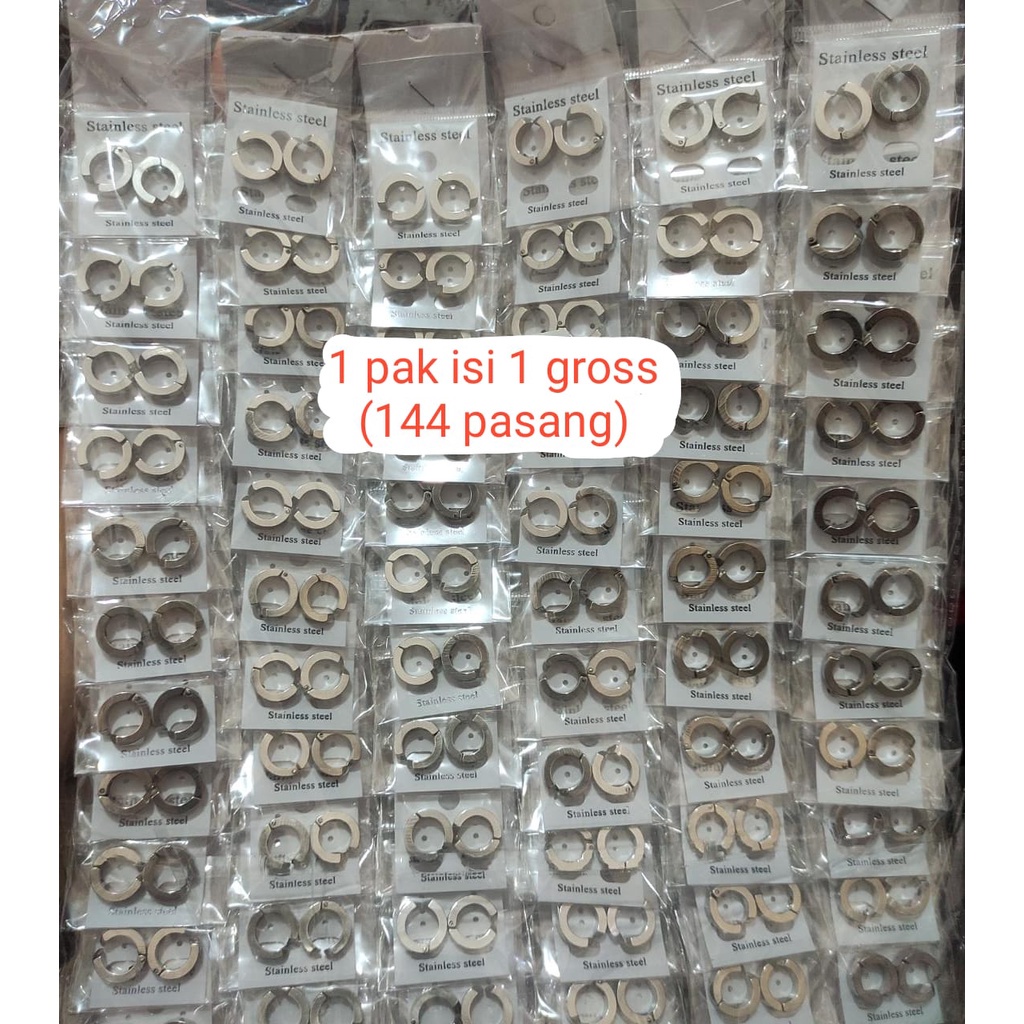 GROSIR 1 GROSS ( 144 PCS ) ANTING JEPIT SILVER PRIA WANITA ISI 1 GROSS PASANG TERMURAH LEBAR 13MM / DUNIA GELANG TERBARU