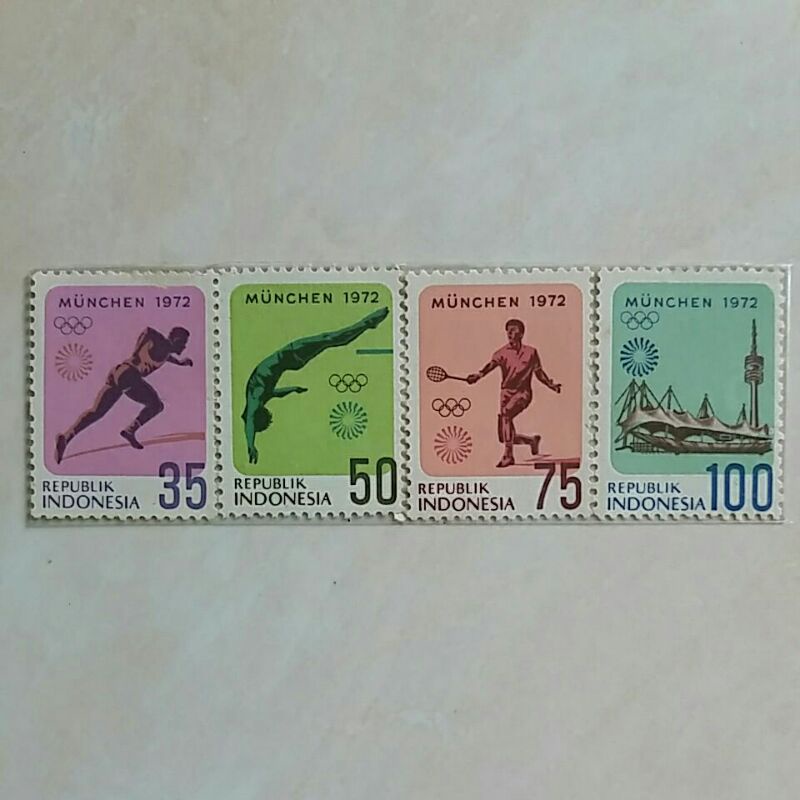 

(AC) Perangko Indonesia 1972 Olimpiade Ke XX Műnchen Set 4pcs Mint