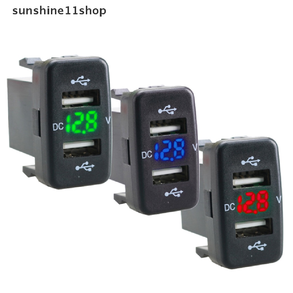 Sho Fast Charger Charger Mobil Dual Port 12-24V 4.2A Soket Dengan Tampilan Tegangan Power Socket Charger Aksesoris Otomatis Dengan Line N