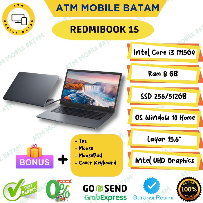 XIAOMI REDMIBOOK 15 I3 GEN 1115G4 RAM 8GB SSD 256SSD / 512GB / W11 - 256 gb