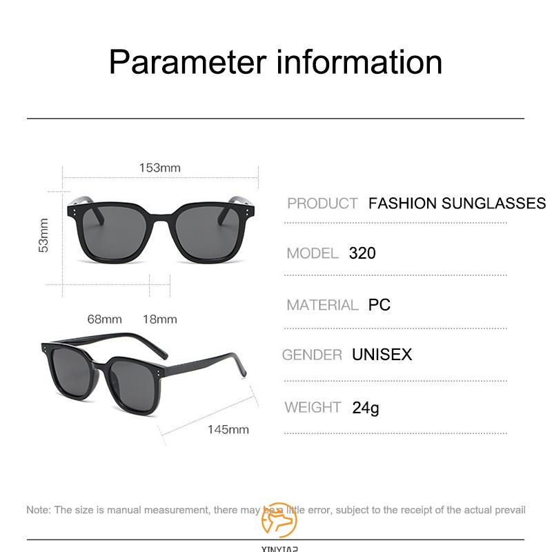 【COD】Kacamata Hitam Bentuk Kotak Warna Coklat Gaya Retro Klasik Untuk Sunglasses Men Women Universal European American Personalized  Sunshade Square Frame