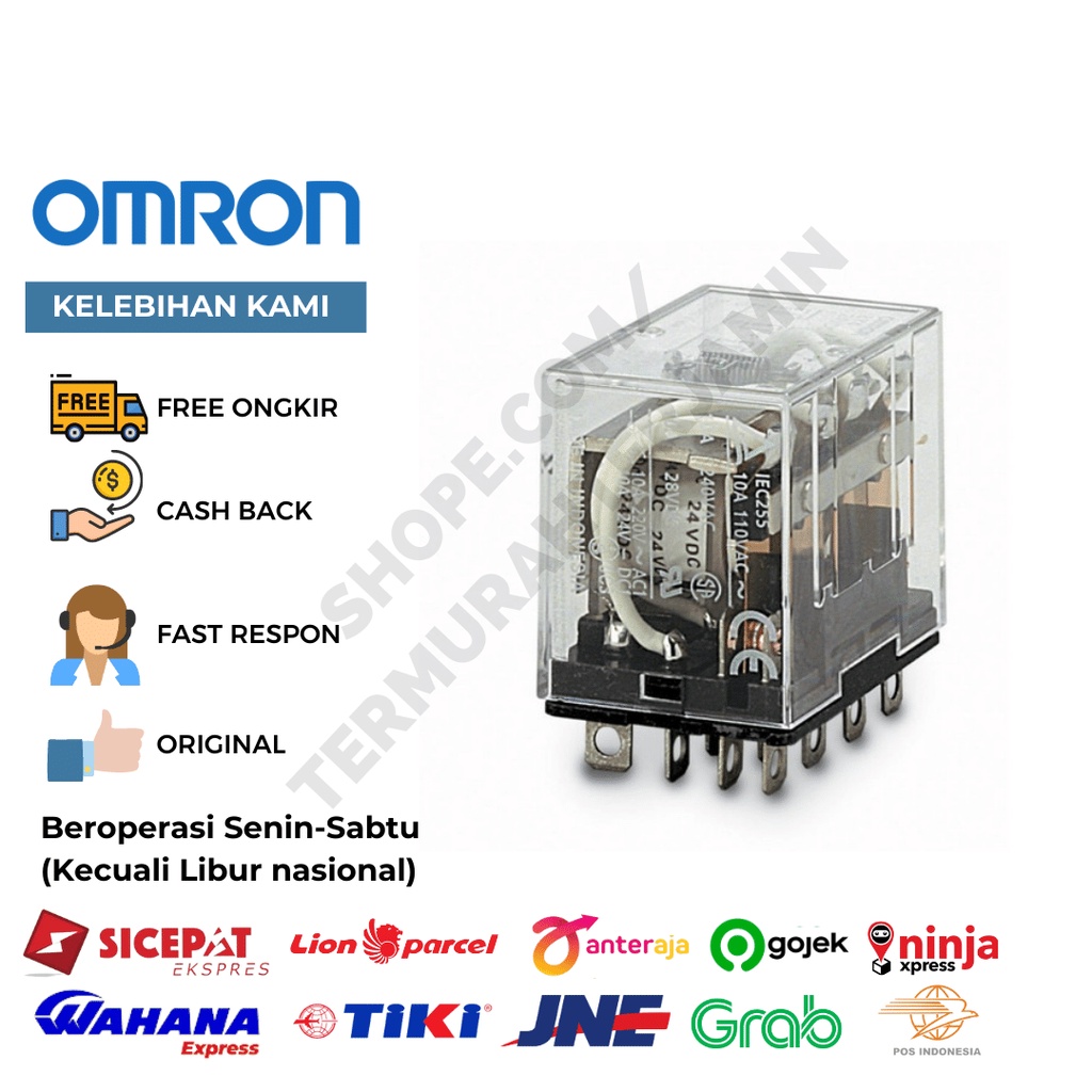 OMRON RELAY LY4 24VAC RELAY LY4 14 PIN 4PDT, 10 A, 24 VAC
