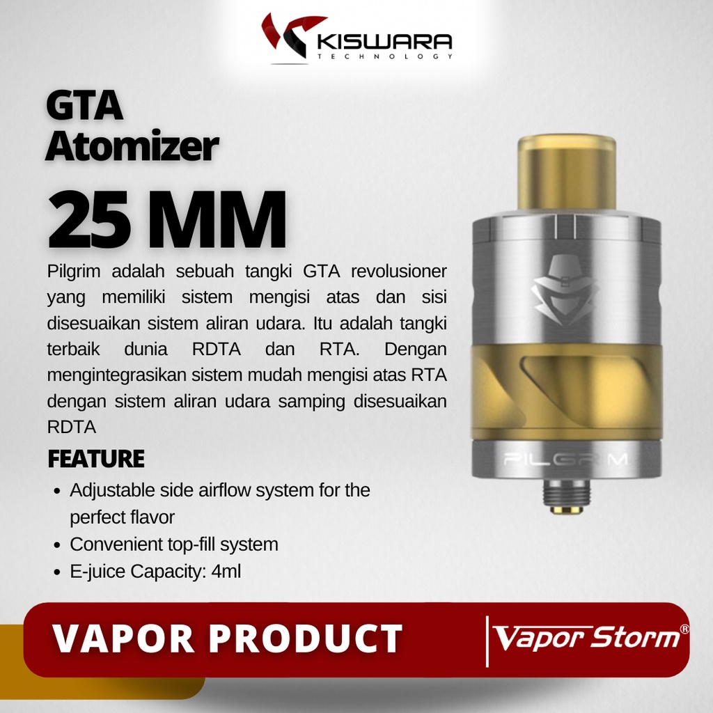 Pilgrim 25 GTA Atomizer - SILVER [Authentic] KiswaraBandung