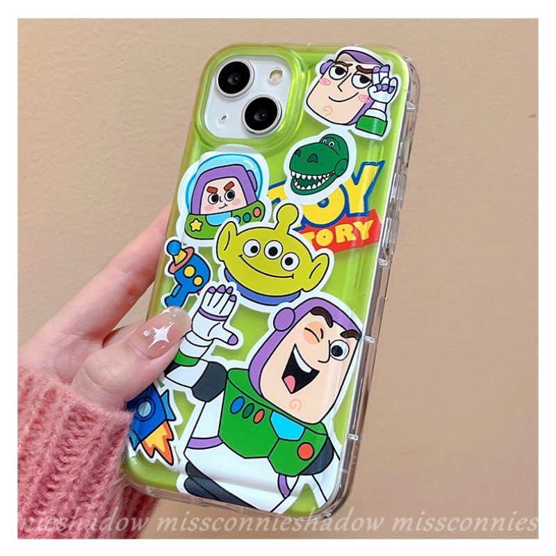 IPHONE Cute Strawberry Bear Manyo Buzz Lightyear Alien Case Kompatibel Untuk Iphone7 8 6 6S Plus XR 11 14 13 12 Pro MAX X XS MAX Kartun Toy Story Silicon TPU Lembut Shockproof Airbag Case