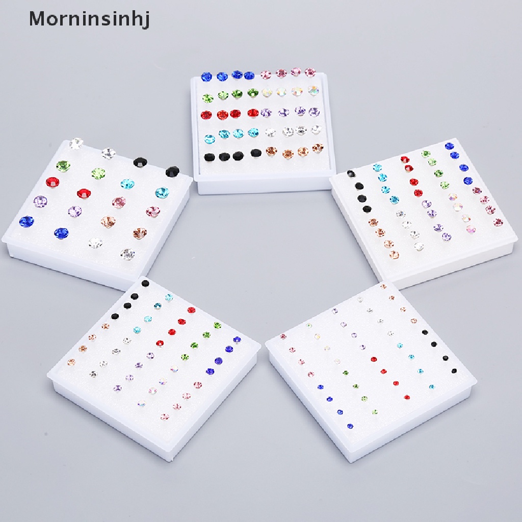 Mornin 10pasang/20pasang Set Berlian Imitasi Kristal Stud Anting Kecil Earrings Jewelry id