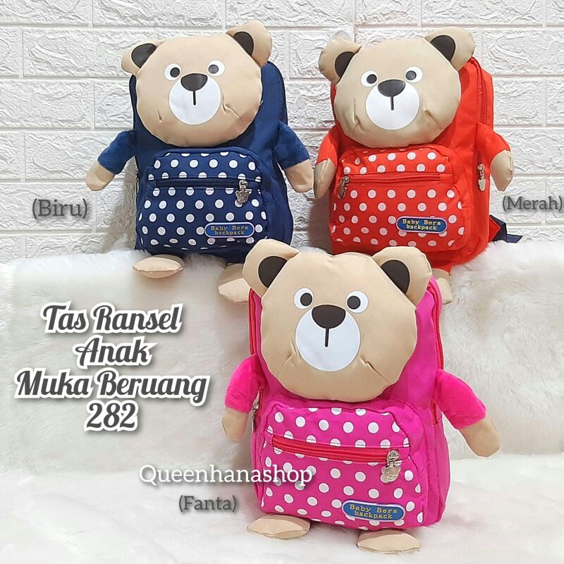 New Tas Ransel Anak Kepala Bear 282