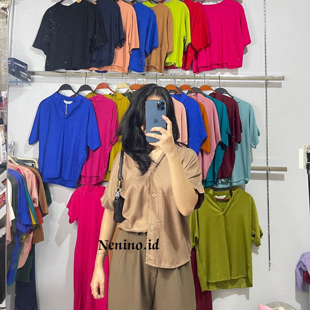 KEMEJA CROP WANITA/KEMEJA PENDEK WANITA/KEMEJA POLOS PENDEK WANITA TERBARU/KEMEJA RAYON