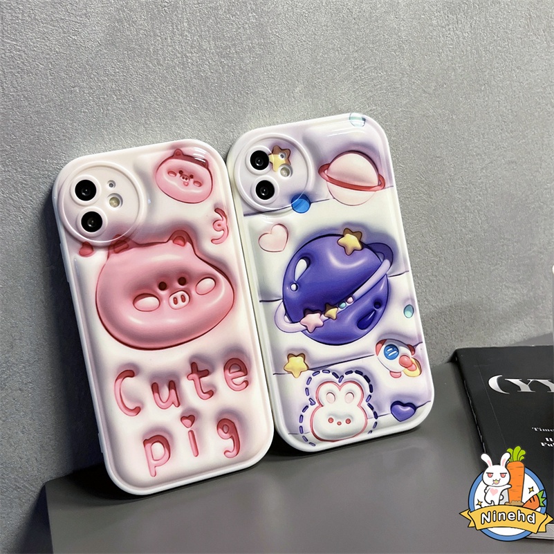 IPHONE Casing Kompatibel Untuk Iphone14 13 12 11 Pro Max X Xr Xs Max8 7 6 6s Plus SE 3D Vision Fashion Cosmic Planet Phone Case Expanded Air Cushion Lembut Tpu Shockproof Cover Pelindung