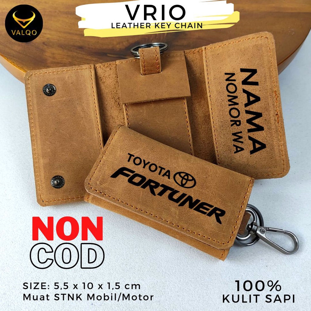 [KHUSUS NON COD] VRIO Free Custom Grafir Logo Tulisan Gantungan kunci kulit sapi untuk Mobil Motor Dompet STNK