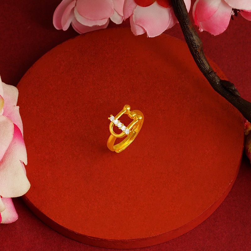 Goldkingdom Perhiasan Fashion Emas Asli Kadar 375Bangkok Aksesoris Ready Stock Ins Adjustable Cincin Wanita Semuanya Sederhana