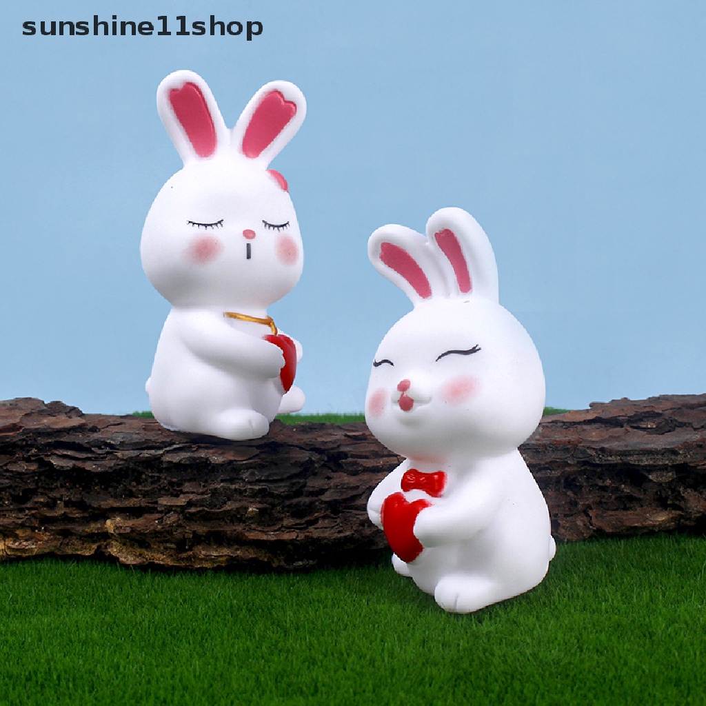 Sho Enamel Love Couple Kelinci Kue Hias Hiasan Valene's Day Rabbit Desktop Ornaments Aksesoris Lamaran N