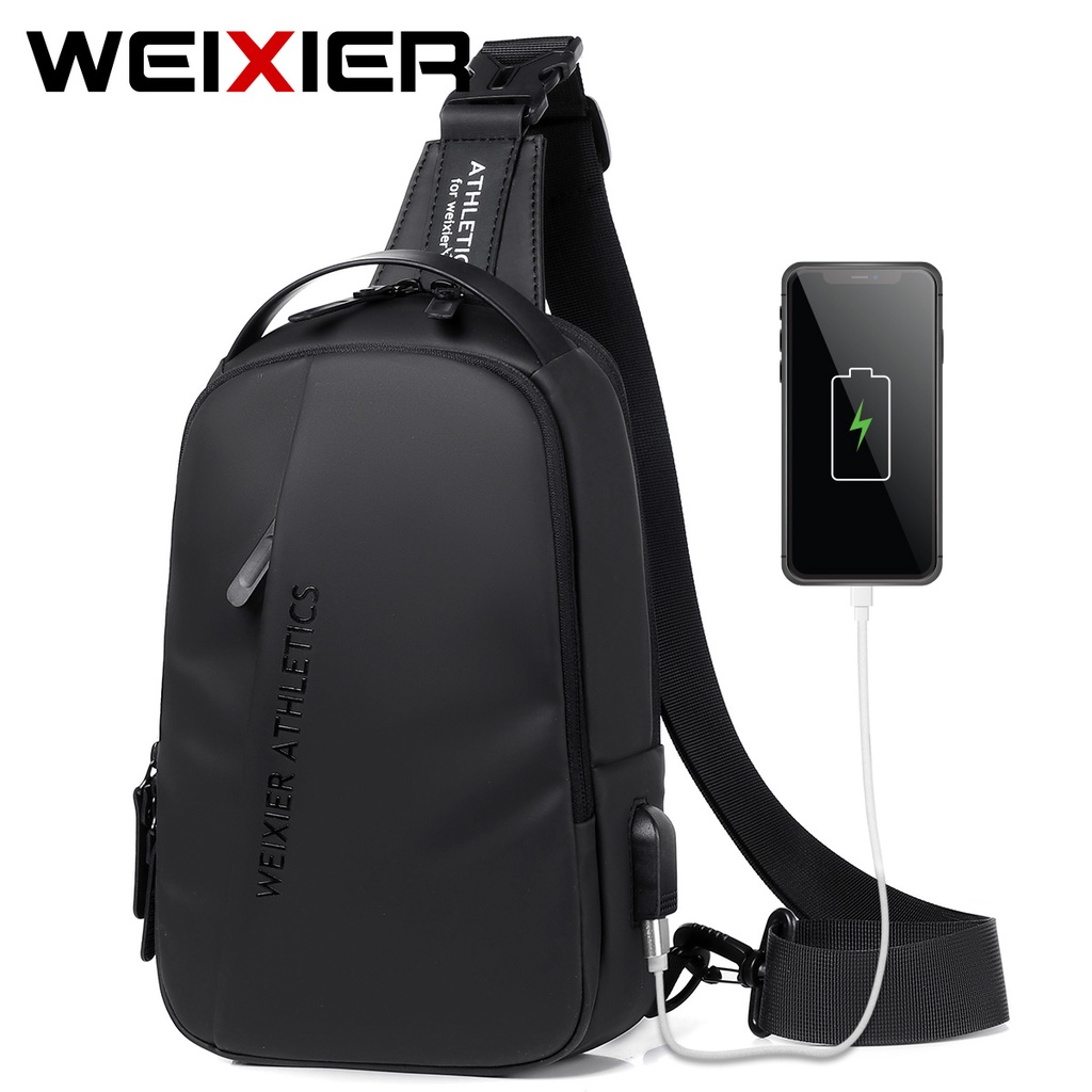 WEIXIER X313 Tas Selempang Bahu Pria USB Charging WK-SBY