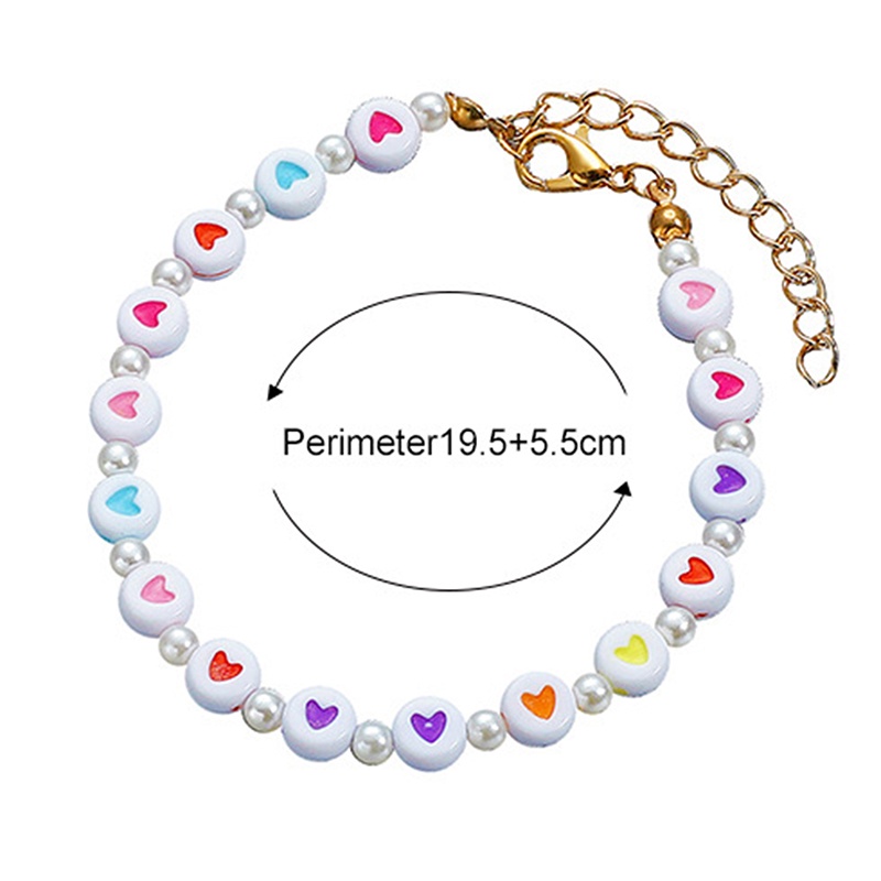 [AYBx] Baju Kaos Distro Pria Wanita Lengan Pendek Warna-warni Manik Mutiara Gelang Kaki Bohemian Manik-Manik Jantung Kalung Akrilik Handmade Bead Bracelet Anklet