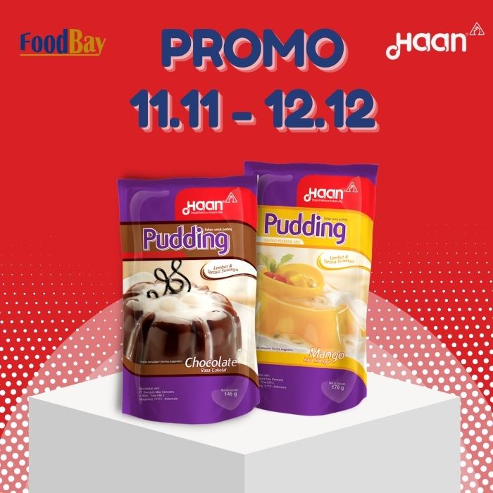 HAAN Pudding Instan Mix Pouch Rasa Mangga 2 x 170 Gr dan Coklat 2 x 145 Gr - 11.11 - 12.12