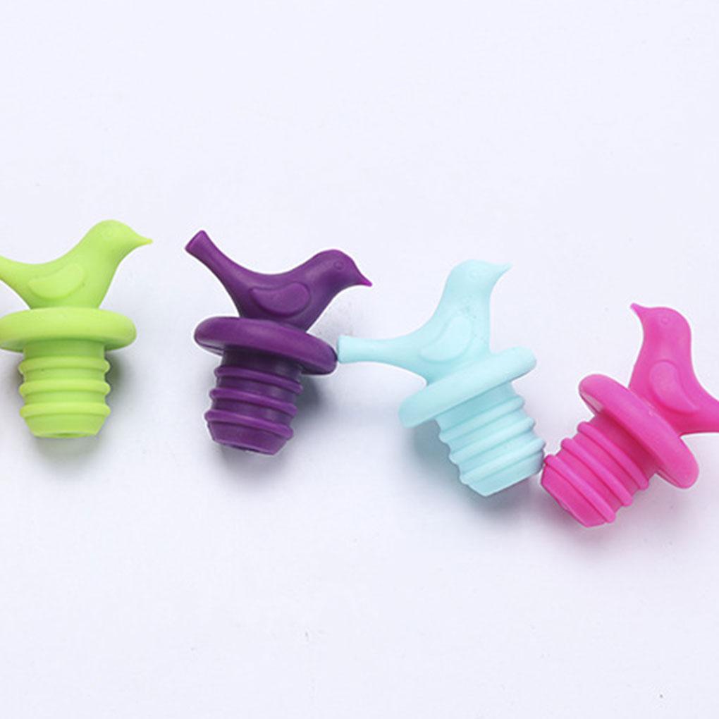 4pcs Stopper Anggur Gaya Burung Tahan Air Silikon Tutup Botol Wine Pourer Stoppers Penyegelan Yang Bagus Tahan Tarik Kuat