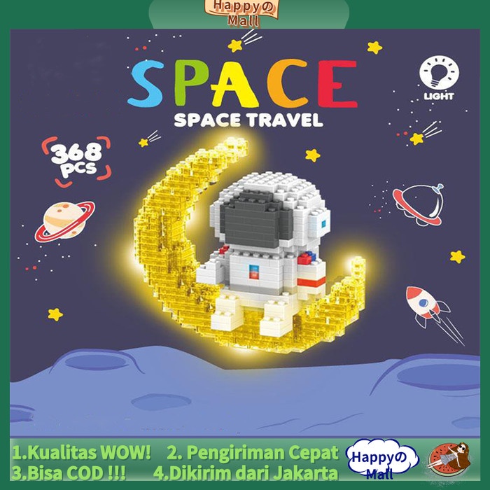 Terlaris Lego Blok Bangunan Ruang Astronot Bercahaya Ornamen Perakitan Mainan