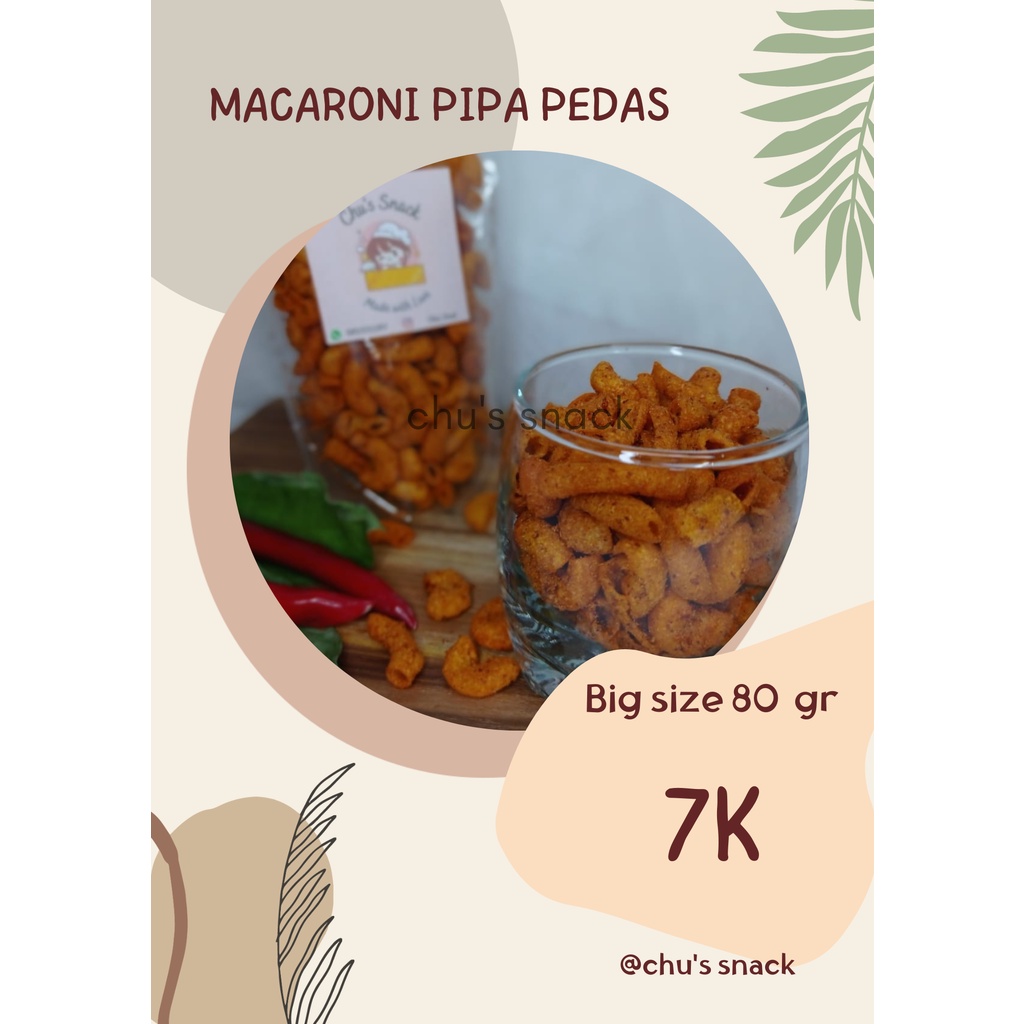 

Chu's Snack MAKARONI CABE MERAH, PILUS BALADO, KRIPIK KACA PEDAS