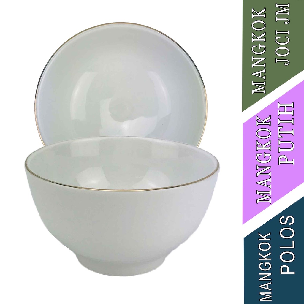 Mangkok Porselen Ware - Mangkok Joci JM List - Mangkok Putih Polos