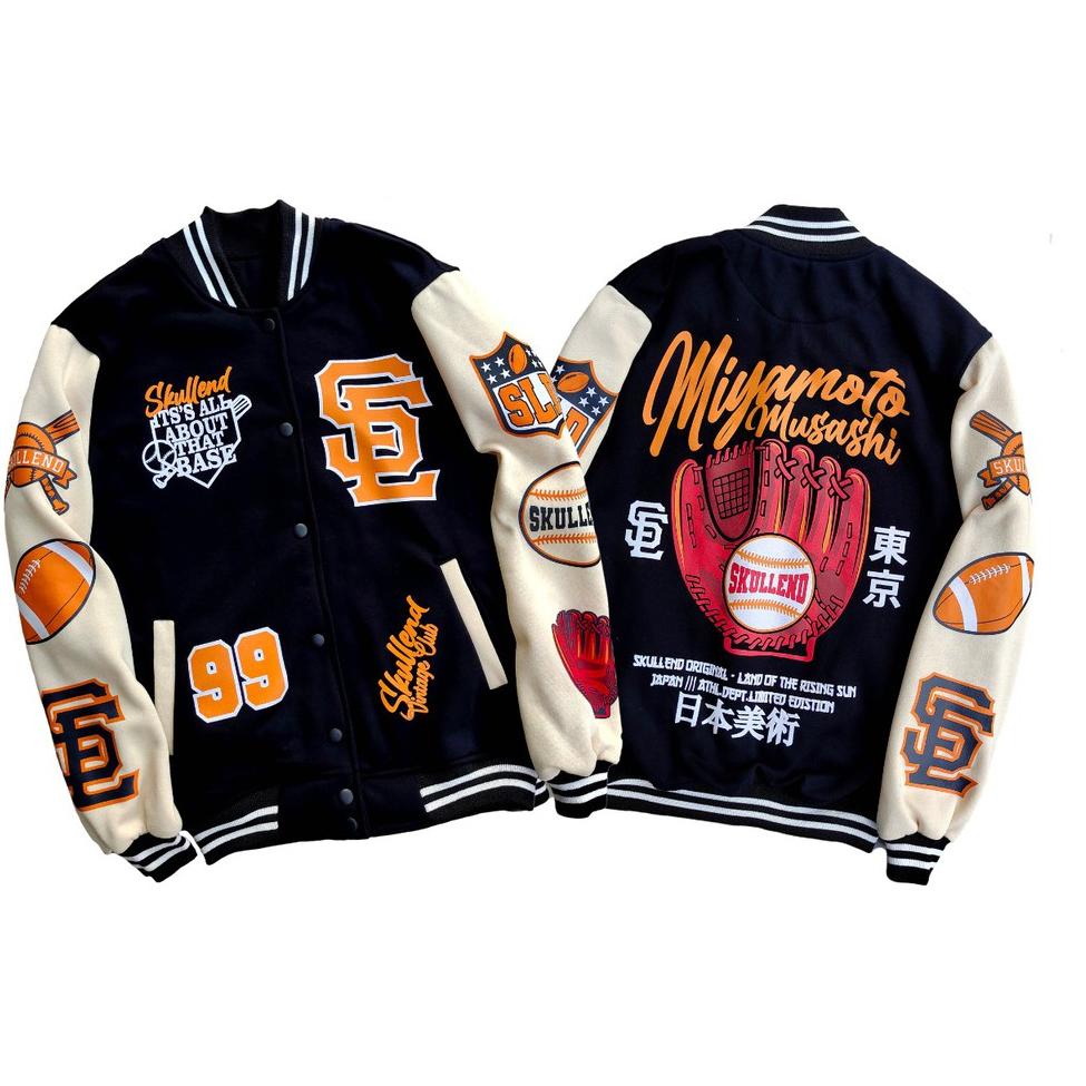 New Sale SKULLEND Jaket Varsity Baseball Pria Wanita - Varsity Jacket Vintage Baseball Oversize Jumb