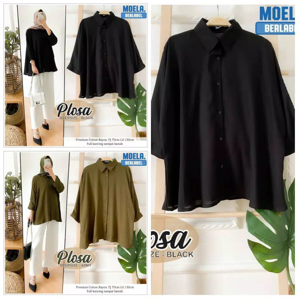 [Bisa COD] PLOSA OVERSIZE BLOUSE - Atasan bigsize wanita - Atasan LD 135 cm