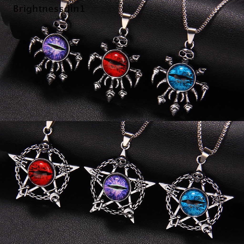 [Brightnessdin1] Retro Pentacle Devil's Eye Pendant Necklace Trend Hip-Punk Magic Skull Pendant Pria Dan Wanita Kalung Anti Karat Butik