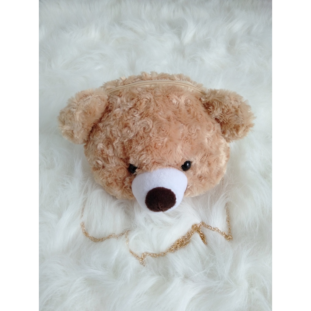 Tas Selempang Boneka Teddy Bear Tas Sling Bag Cute tas wanita BEAR beruang Tas SLempang bulu Motif boneka lucu Tedy bear ransel pikaboy Tas bulu selempang bahu boneka kepala beruang fluffy fur sling bag teddy bear wanita