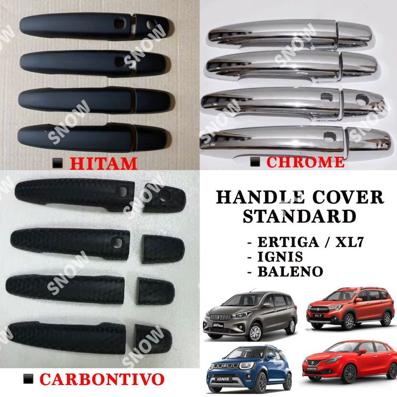 Handle Cover Pintu Suzuki Ignis Baleno Ertiga XL7 2018 2020 2022 2023 Smartkey Hitam Chrome Carbontivo