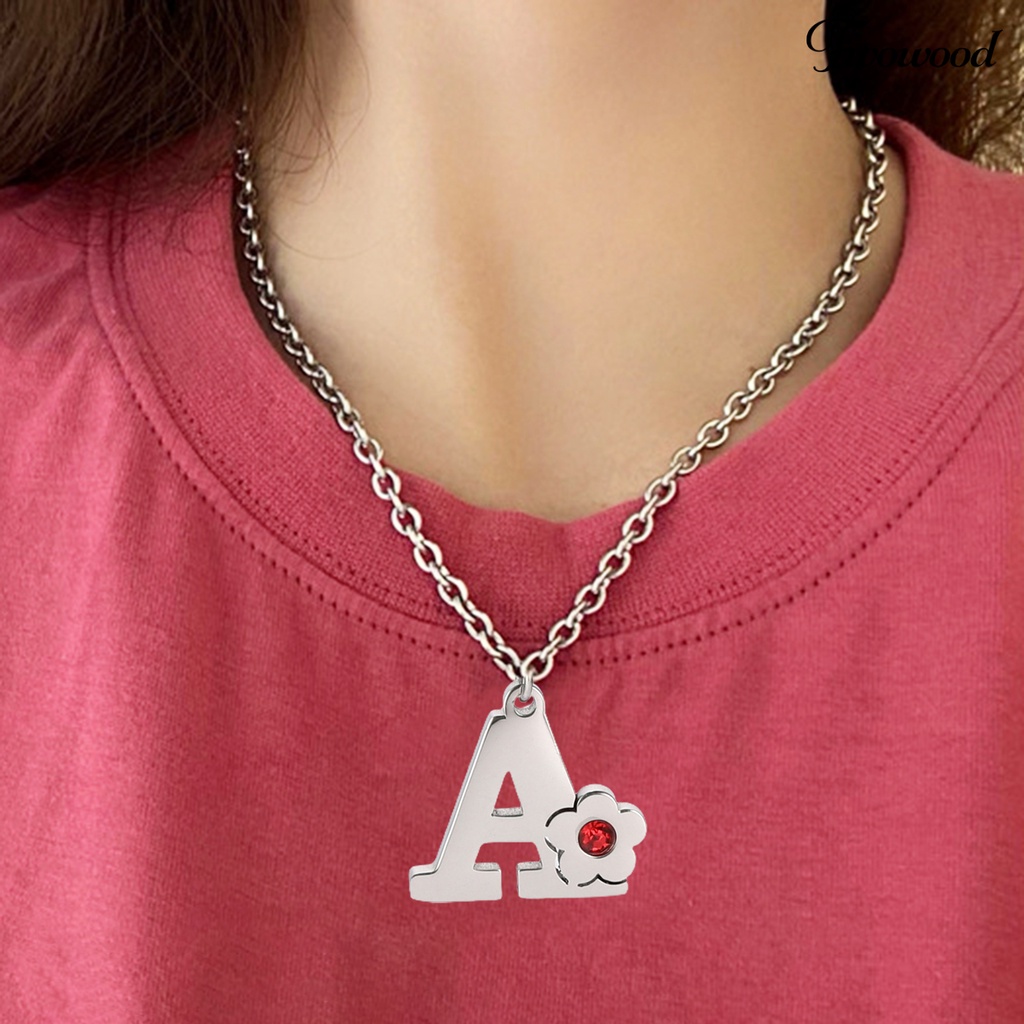 Twowood Alphabet Necklace Desain Sederhana Semua Pertandingan Friendly Dengan Kulit Bebas Alergi Mudah Dipakai Hias Bahan Titanium Steel Unisex A-Z Huruf Kapital Liontin Kalung Hadiah Untuk Pria