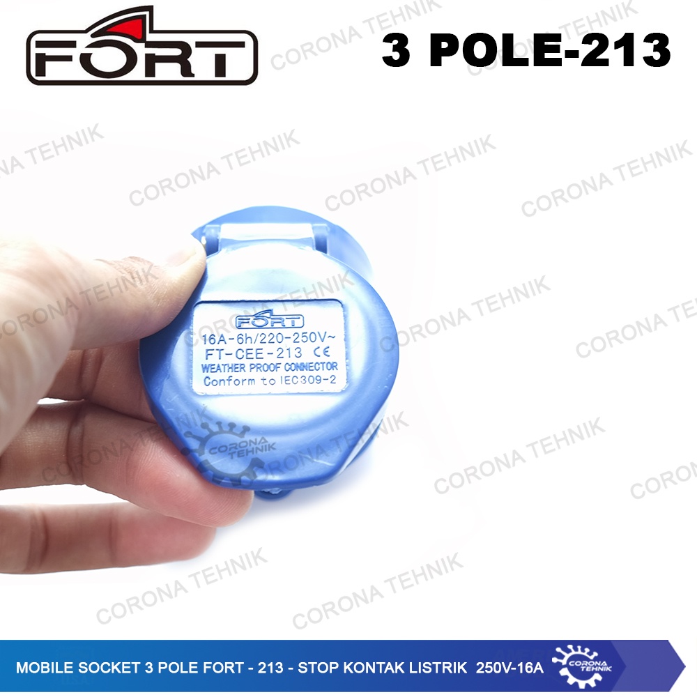 FORT - 213 - Stop Kontak Listrik 250V - 16A Mobile Socket 3 Pole