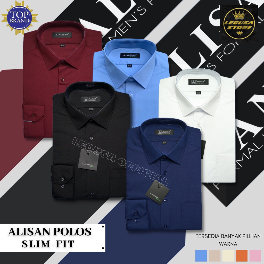 Kemeja Alisan Lengan Panjang Polos SLIMFIT