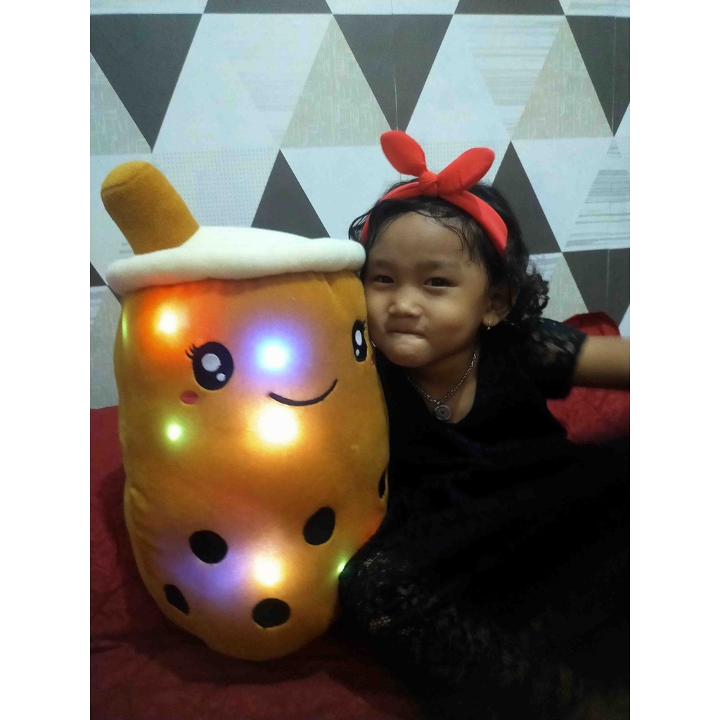 (RS)Boneka Boba Milk Tea JUMBO LED Berlabel SNI boba galon