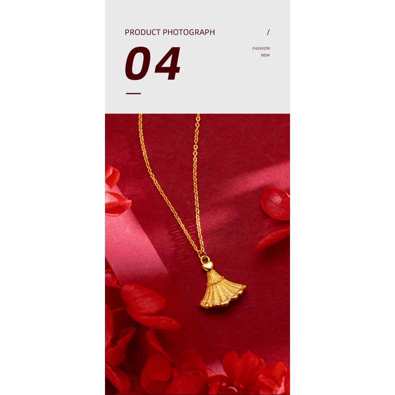 Goldkingdom Fashion Perhiasan 24 K Bangkok Aksesoris Ready Stock Rok Kecil Berlapis Emas Liontin Kalung Perempuan Ins Lucu Sederhana Klavikula Rantai
