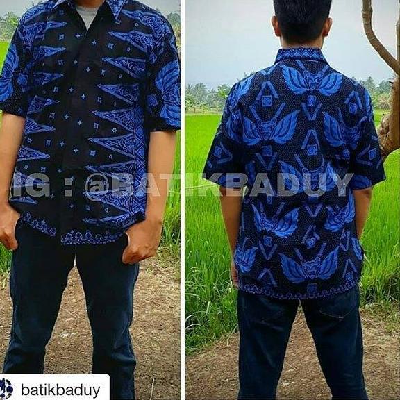 ♀ Promo stok terbatas Batik Baduy Banten Motif T kebo gold/biru/merah - Pria ➳