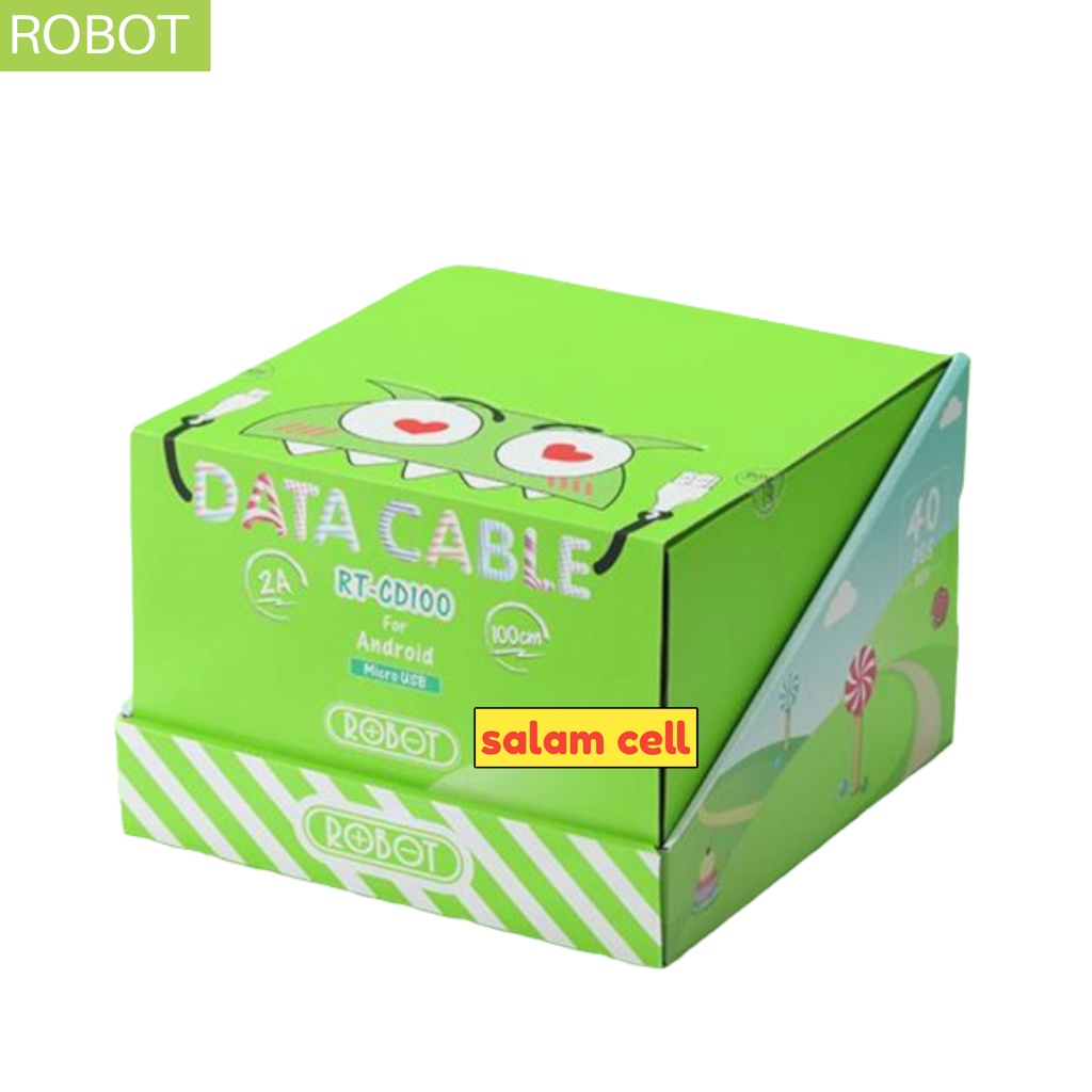 Kabel Data Micro Usb Robot RT-CD100 1Kotak isi 40pcs Micro Usb Fast charging Original ROBOT RTCD100 Garansi Resmi