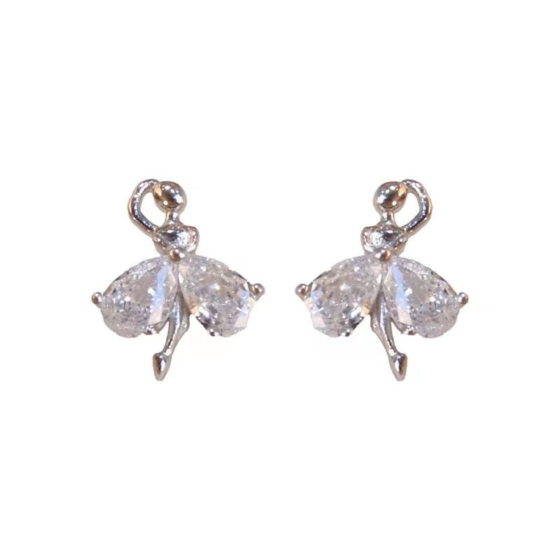 French Gentle Crystal Earrings Mini Premium925 Perak Anting Pin Aksesoris Wanita Hadiah