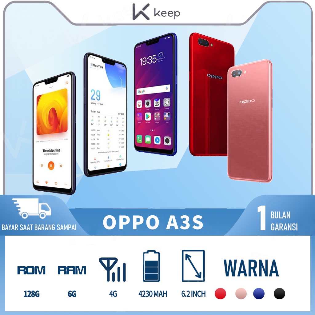 COD HP OPPO A3S ram 6/128GB Murah 4G LTE Smartphone Garansi 1 Tahun