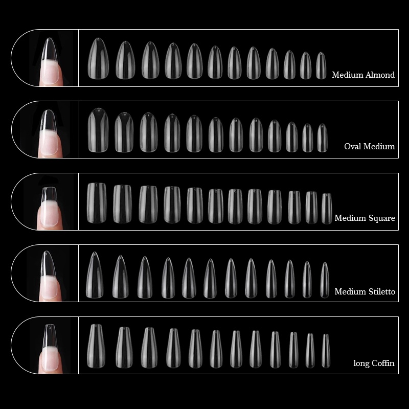 240pcs Transparan Kuku Palsu Bening Full Cover Nails Gel Tips Tekan Kuku Palsu Kapsul Art Aksesoris Alat