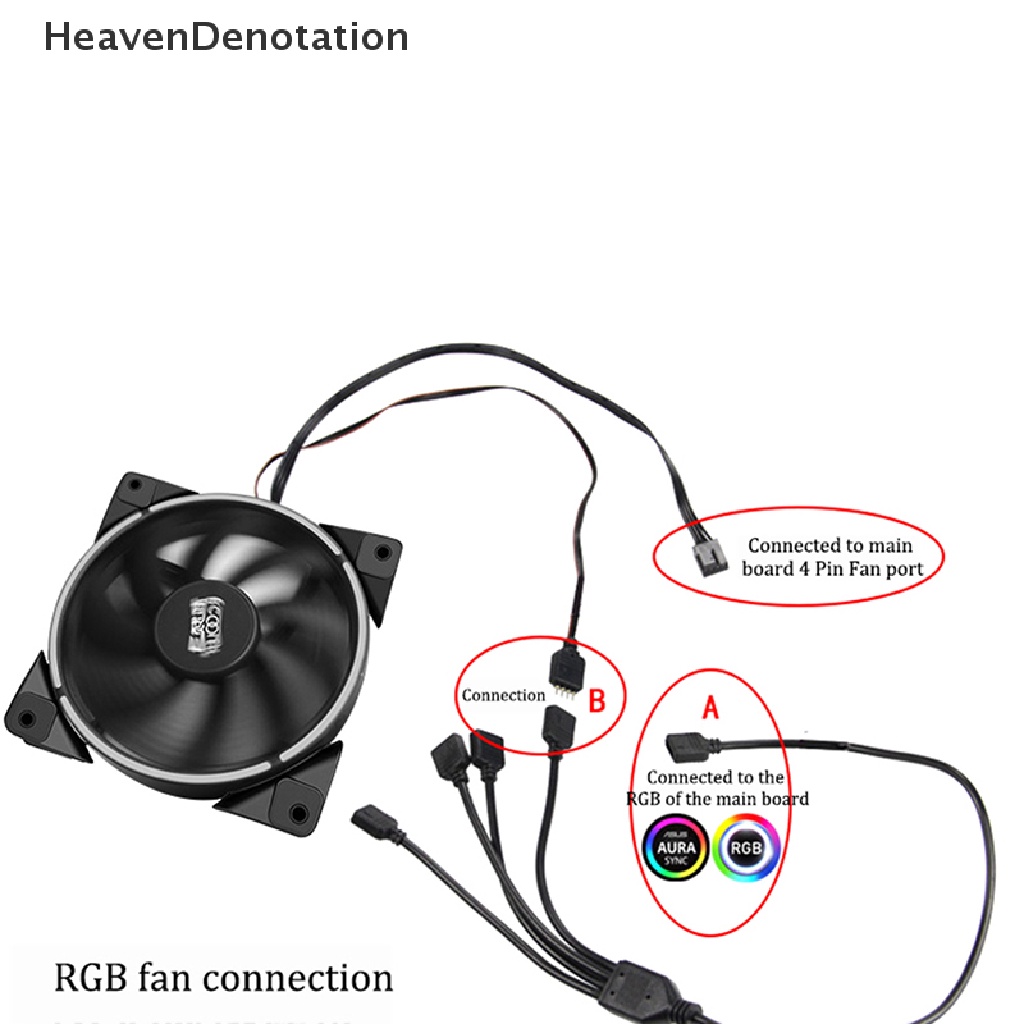 [HeavenDenotation] Motherboard Komputer RGB Split Synchronous Kabel 12V 4-pin Ekstensi Tcable 5V ARGB 3-pin Hub HDV