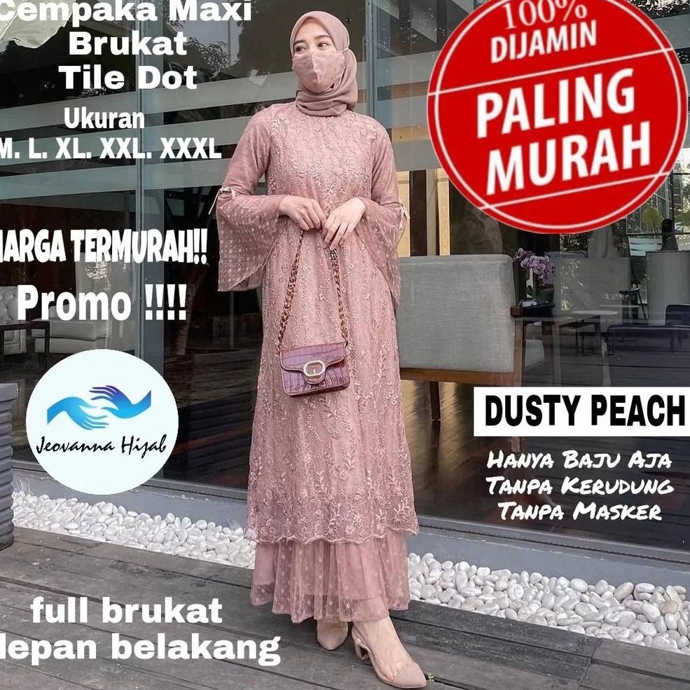 SIAP KIRIM GAMIS MAXI CEMPAKA AULIA / BAJU KONDANGAN LEBARAN / GAMIS BROKAT TILE MEWAH REMAJA TERBAR