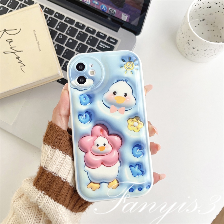 Redmi A1 10C 10A 10 9 9A 9C 9T Note 11 Pro+ 11s 11 10s 10 9s 9 8 Pro Poco X4Pro X3Pro Mi 11 Lite 11T 10TPro 12Pro Hello Duck 3D Vision Phone Case TPU Soft Cover Pelindung