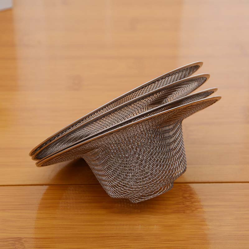 ღ Stainles Steel Sink Filter Mesh Logam Floor Drain Net Makanan Terak Stopper Plug Bathtub Rambut Penangkap Deodoran Drainer Dapur aksesoris Kamar Mandi